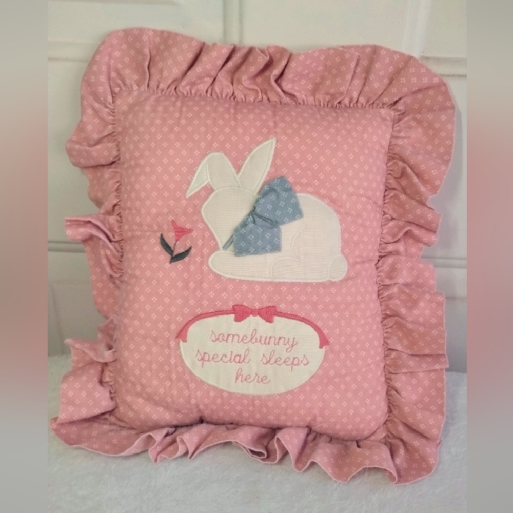 Vintage Pink Ruffled Bunny Pillow